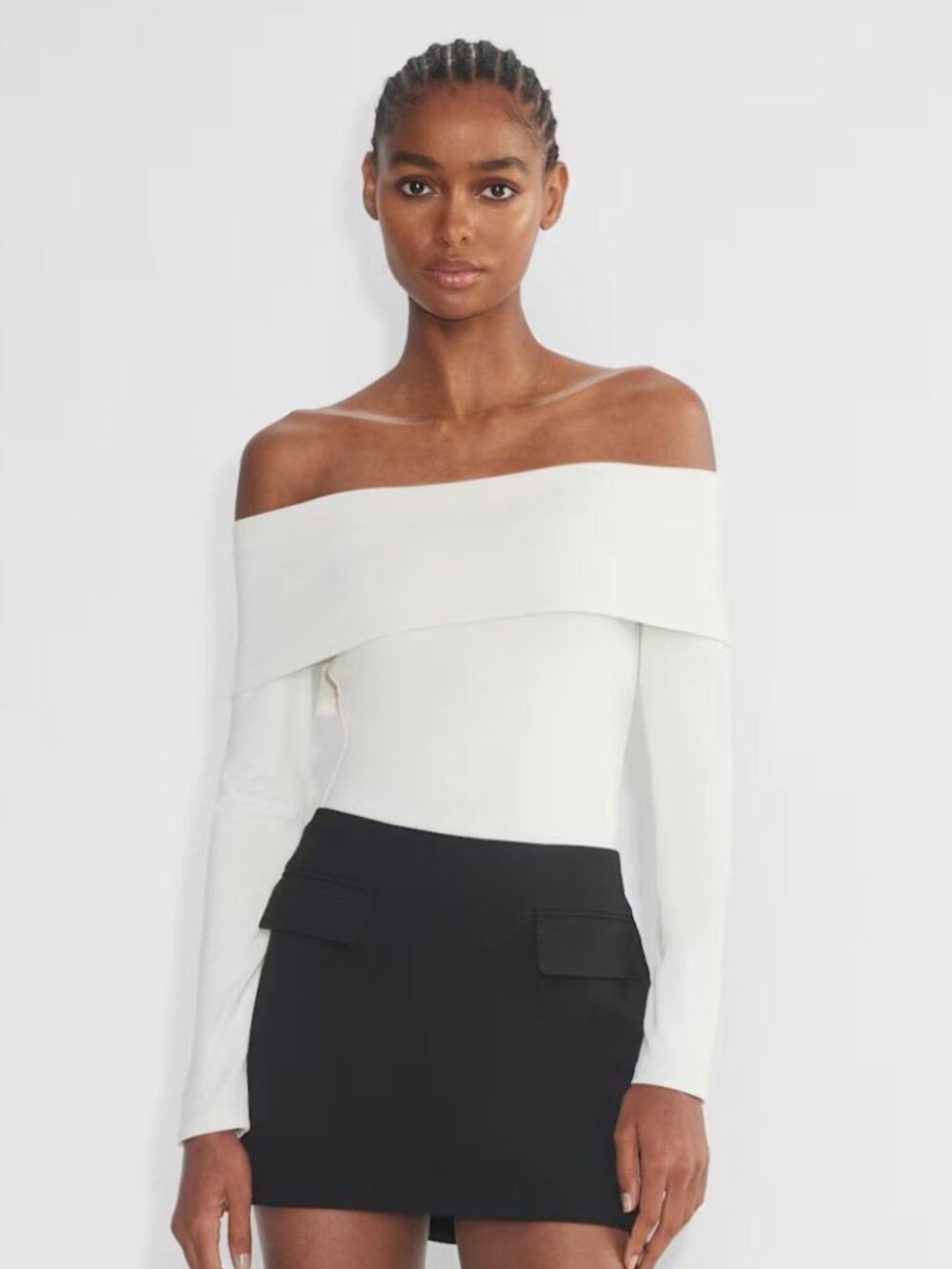 Aritzia Contour Deco Off-Shoulder Bodysuit, Grey - Size XS